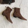Fleece New Autumn and Winter Retro Shoes, Square-toed, Thick-heeled Short Boots for Women