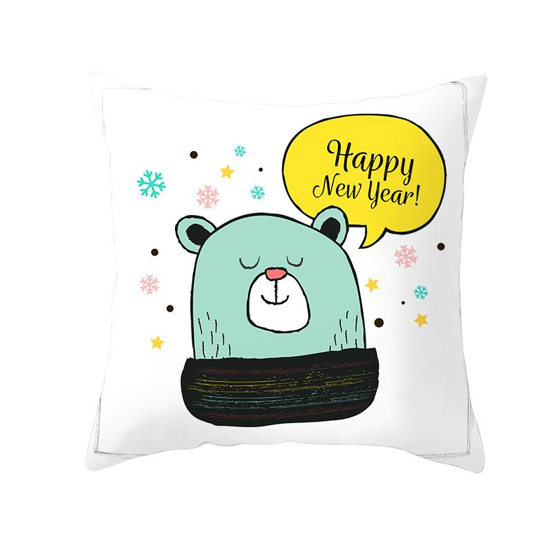 Cartoon Christmas Peach Skin Pillow Cover New Sofa Cushion Cover Square Cushion Pillow Cover