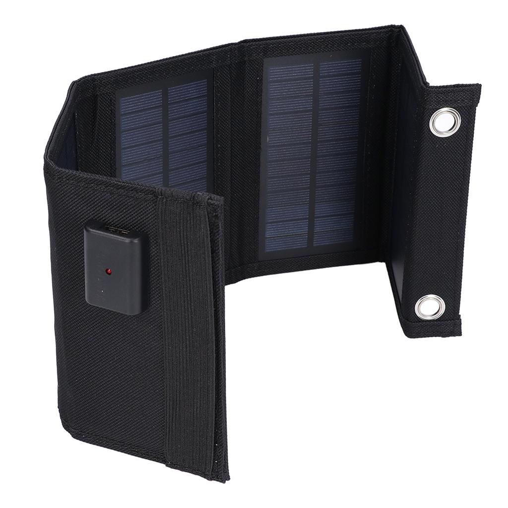 7.5W Solar Panel Kit Portable 5 Folding Solar Charger Bag with Carabiners for Mobile Phone Car Ship