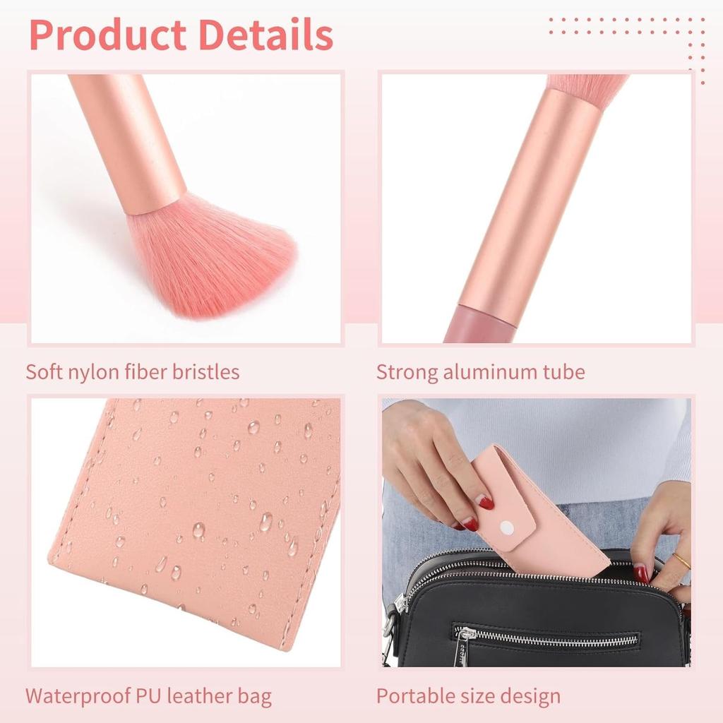 Conjunto de Pincéis de Maquilhagem com Fibra Premium e uma Bolsa Cosmética para Transporte Fácil e Perfeito para o Dia a Dia para Iniciantes 8 Peças Cerdas, Pincéis Ultramacios, Uso,