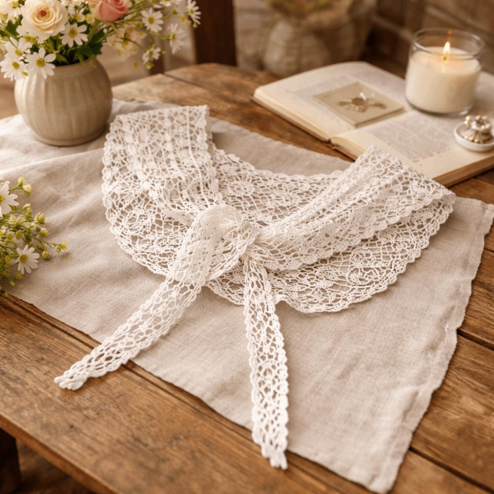 Solid Color Hollow-out Shawl Elegant Small Shawl Artistic Design Lace Shawl  Female Fashion