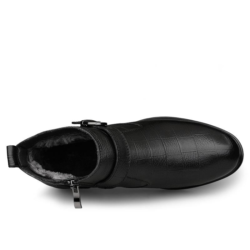 High-end Brand Men's Genuine Leather Casual Shoes,High-quality Thick-soled Boots, Men's High-top Cotton Shoes,Large Sizes: 38-46