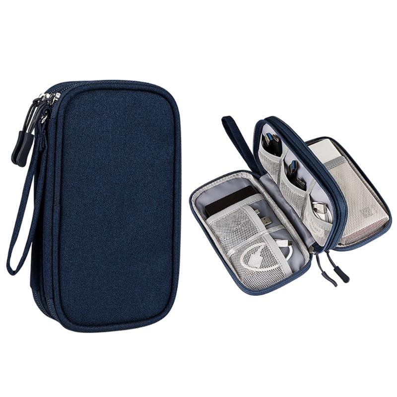 Multi-function Double Layer Storage Packet Suitable for Headphone/ Hard Disk/power Bank/Data Cable and Other Accessories
