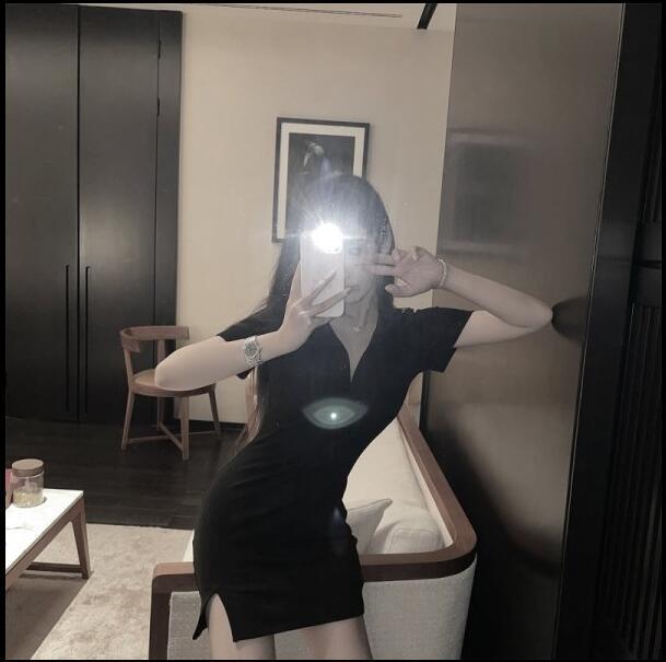 2022 Korean Slim Fit Polo Collar Bodycon Dress for Petite Sizes