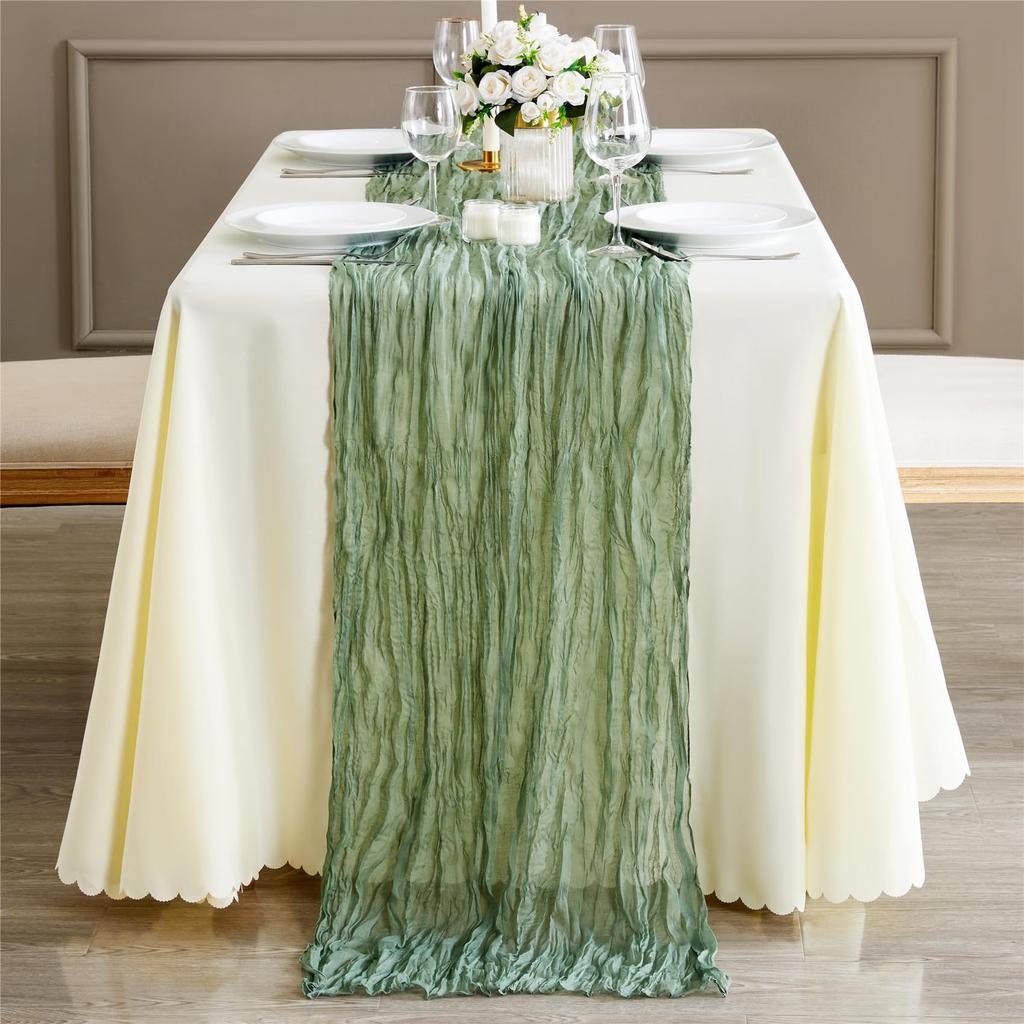 Semi-Sheer Gauze Table Runner Sage Cheesecloth Table Setting Dining  Vintage Wedding Decoration Banquets Arches Retro Boho Decor