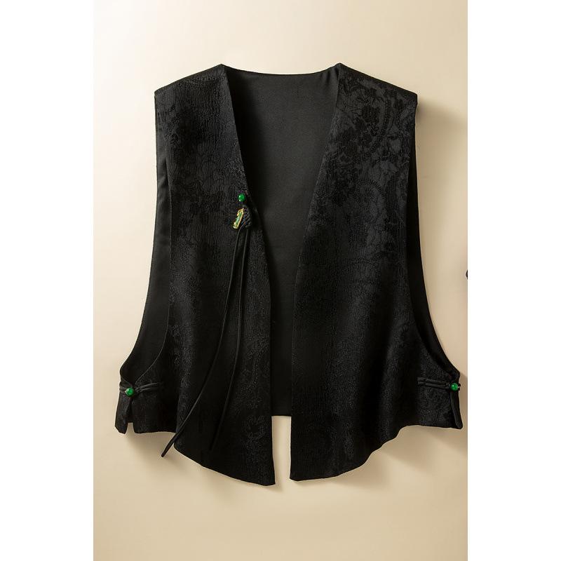 Spring/Summer Women s Chinese-Style Silk Vest with Frog Button XL