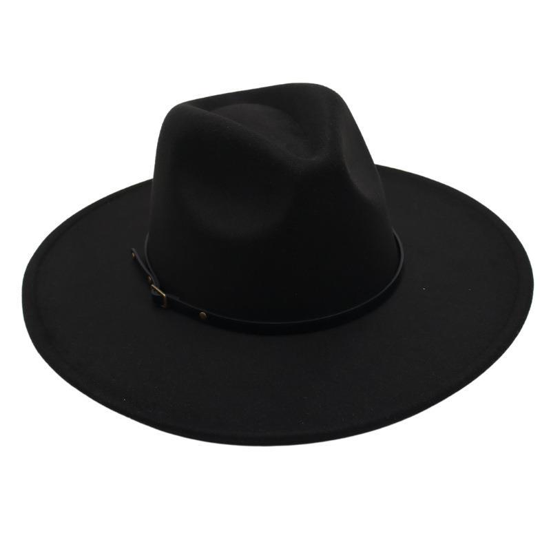 Belt Buckle Top Hat Jazz Hat Men'S And Women'S Felt Hat Woolen Hat Wool Versatile Street Shot