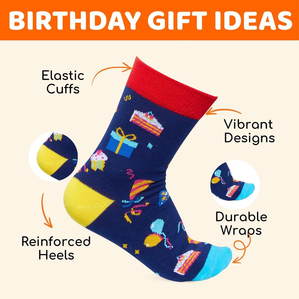 HAPPYPOP 6-13 Years Old Birthday Gifts - Presents for Girls Boys, Socks with Greeting Card