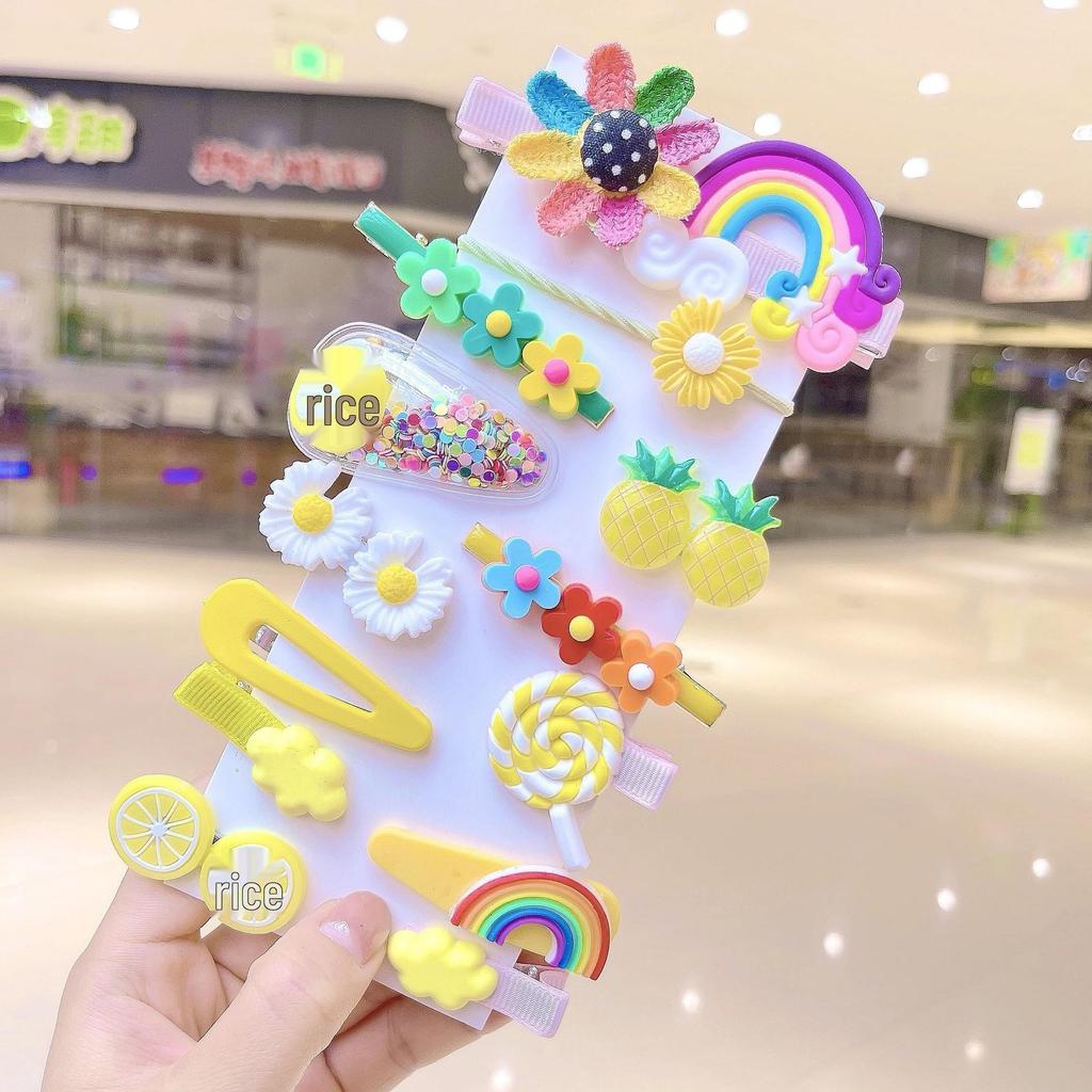 Pink 50-Piece Cute Hair Clip Set: Sweet Girly Japanese Cartoon Bangs Accessories