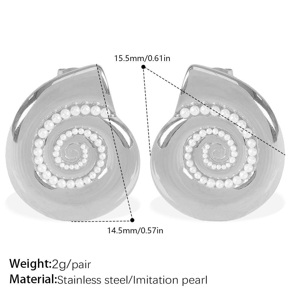 Retro Style Simple Thread Imitation Pearl Earrings Stainless Steel Gold-Plated Diamond-Encrusted Versatile Earrings Women