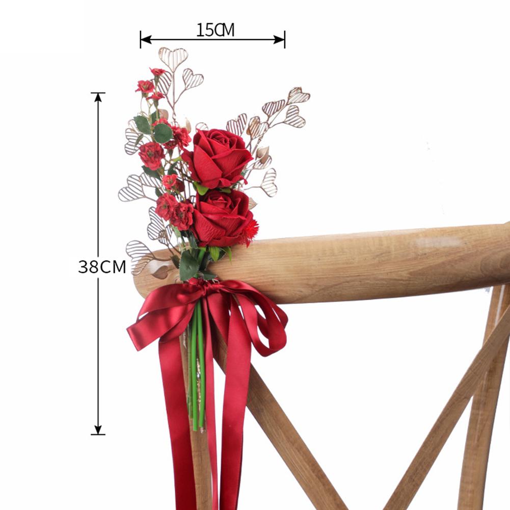 Artificial Chair Back Flower Multi-color Pew Flowers For Weddings Church Ceremony Party Chair Decor
