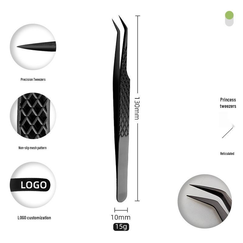Golden Feather Stainless Steel Eyelash Tweezers for Grafting and Extensions