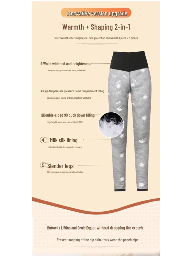 LANGSHA Women's Barbie High-Waist Plush Down Pants