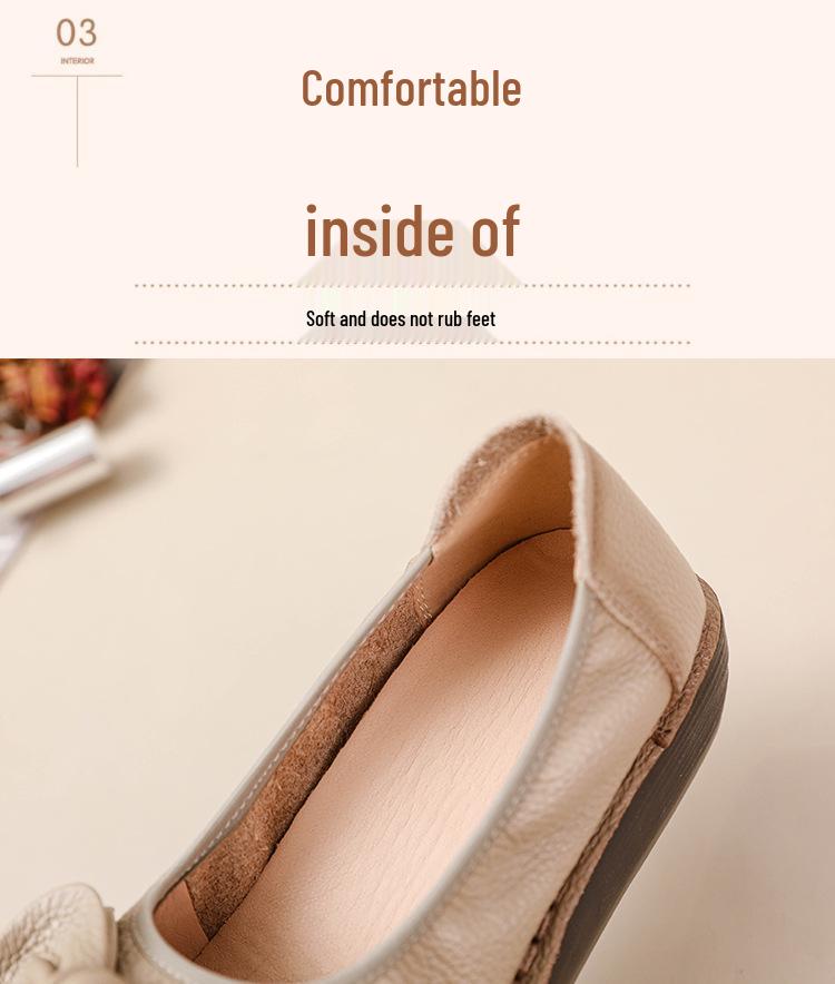 Women's Retro Ethnic Handmade Floral Cowhide Wedge Shoes with Thick Soft Sole