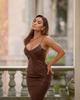 Bkld Sexy V-Neck Pu Leather Dress Party Night Club Dress  New Autumn Women Fashion Spaghetti Strap Pencil Bodycon Slit Dress