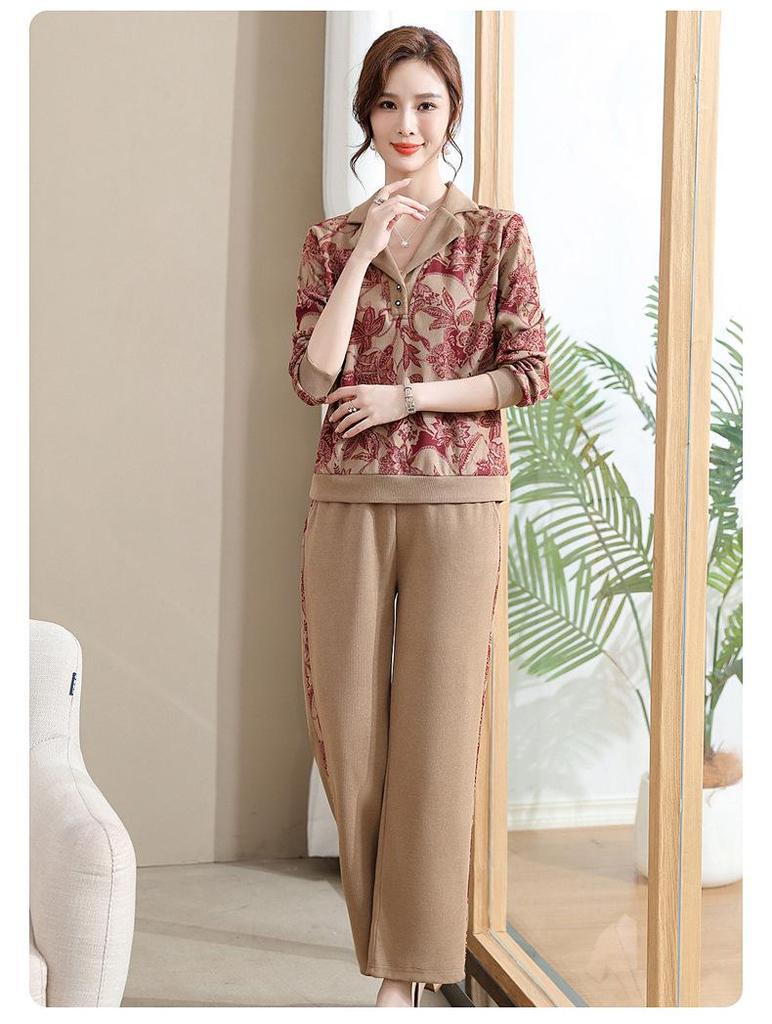 2023 Autumn Two-Piece Suit for Middle-Aged Women - Elegant Sportswear Set for Spring and Fall