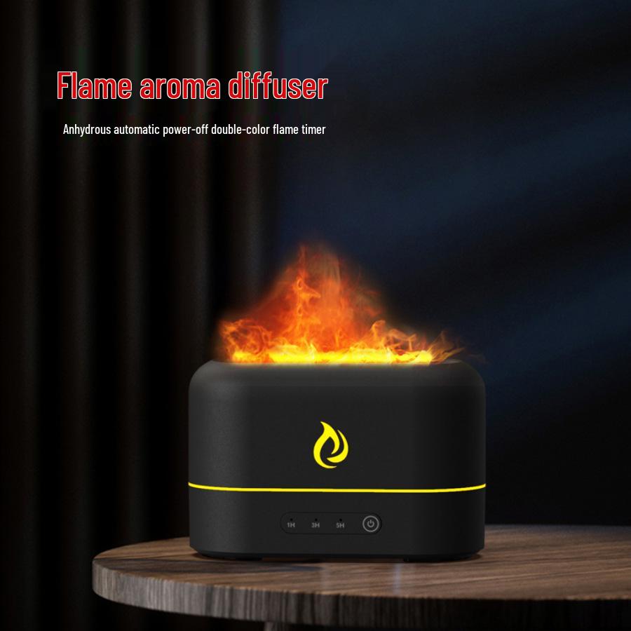 Creative Flame Aromatherapy Diffuser & Humidifier - Simulated Flame Design for Household & Desktop Use