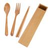 Tragbares Essgeschirr-Set Wiederverwendbares Geschirr Holzlöffel Essstäbchen Gabel für Reisen Camping