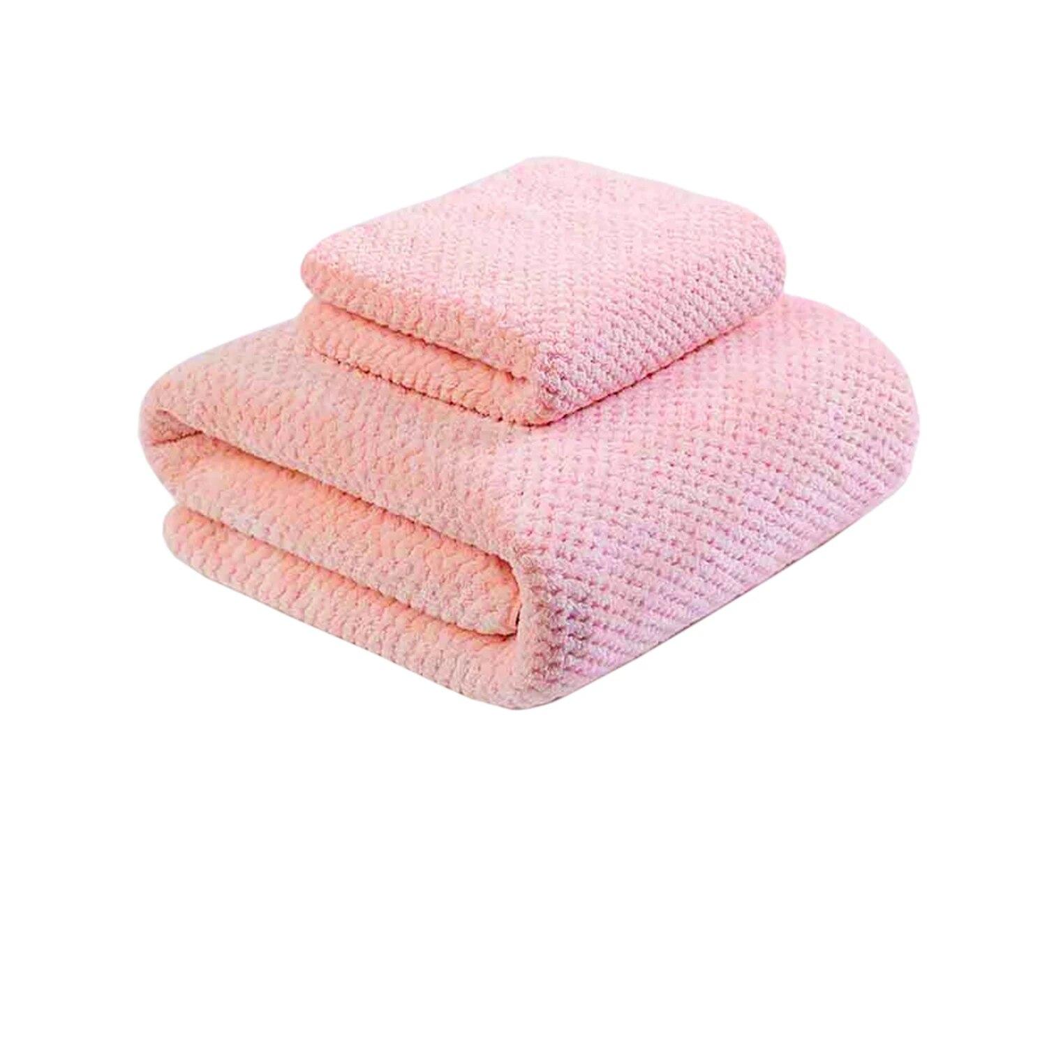 

Набор полотенец, полоска домашнего банного полотенца, впитывающий и быстросохнущий набор банных полотенец из кораллового бархата 2pcs розовый