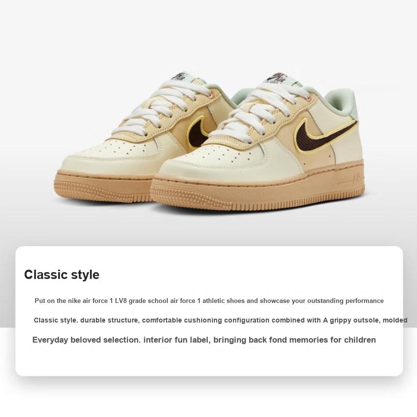 Nike Air Force 1 Low GS Passing Notes Pack Kids Sneakers Cream Coconut-Milk Baroque-Brown HQ3473-122