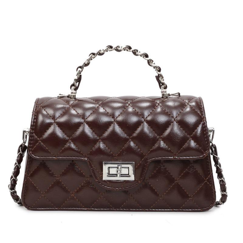 

Rhombus chain bag women s shoulder messenger bag summer new niche design handbag темно-коричневого кольору