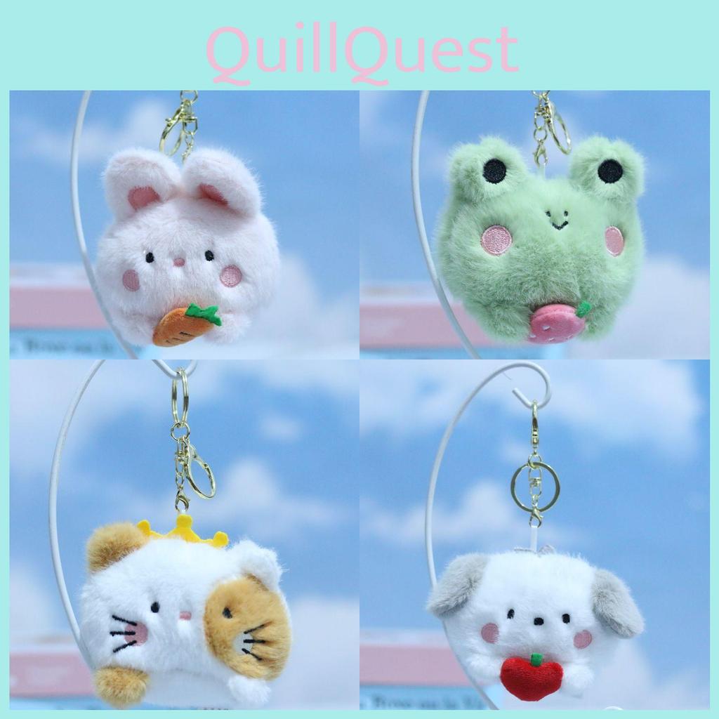 Adorable Plush Frog Rabbit Cat Keychain Doll Cute Cartoon Animal Pendant 12cm
