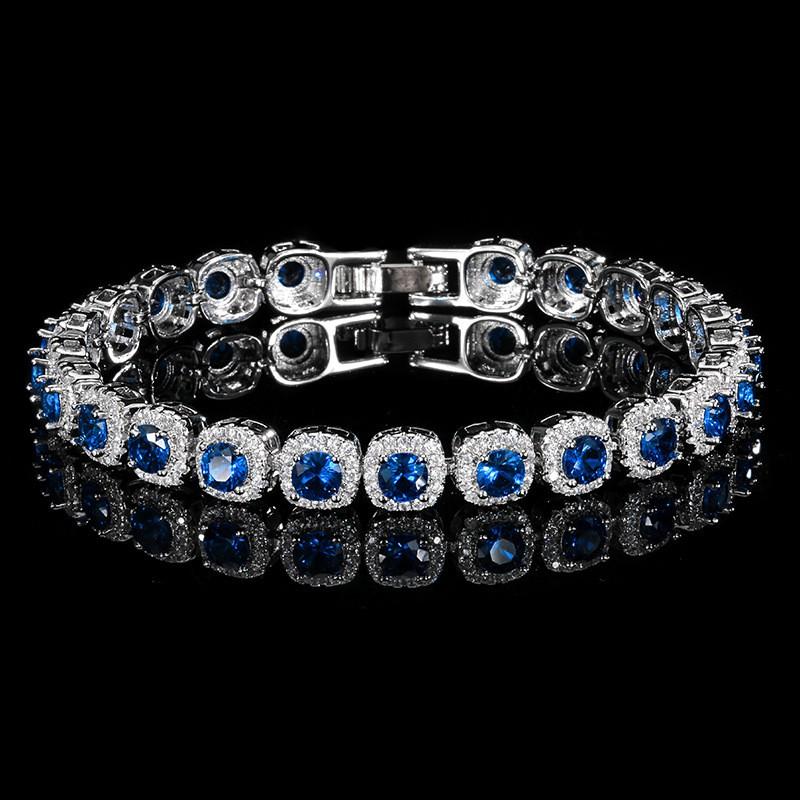 ZhuangSheng Jewelry Vintage Simulated Corundum Bracelet Women 4mm Main Stone 17/18cm