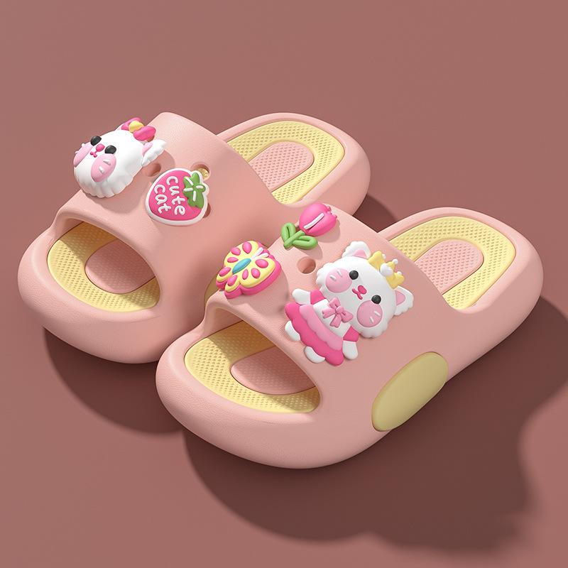 Cute Kitten Cute Fun Cartoon Children's Slippers Girls Summer Indoor Home Non-slip Middle and Older Children's Baby Sandals