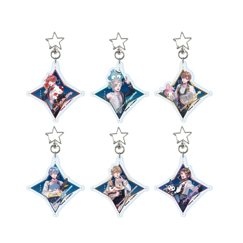 

StarrySky x Sanrio Characters 01 Spring & Summer [Collaboration Illustration] Star-Shaped Snap-on Acrylic Keychains, Box of 6