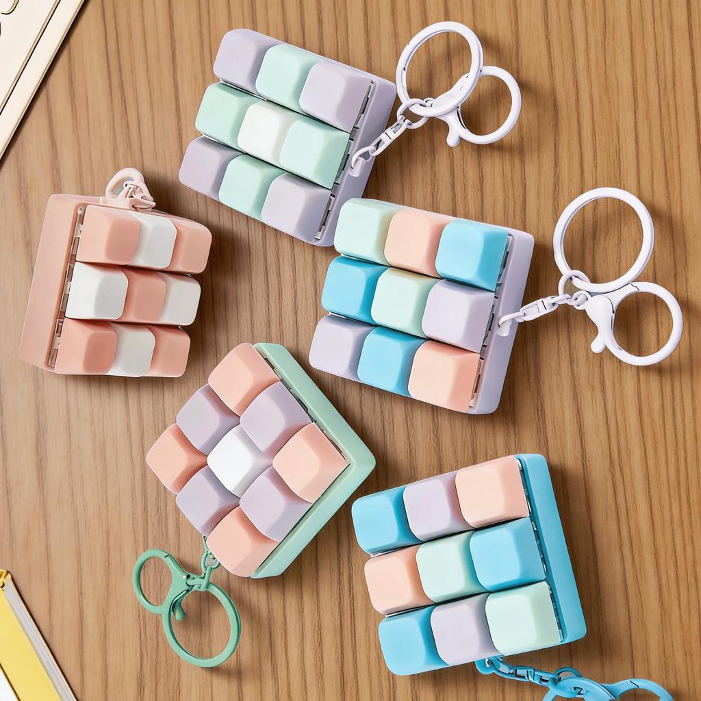 9 Keys Keyboard Fidget Toy Keychain Stress Relief Toys Finger Button Game Antistress Keycap Pendant For Children Adults Gift