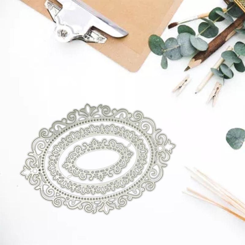 Laciness Die Cuts Nesting Oval Cutting Dies Embossing Die Cuts Templates for Kid Gift Card Making Scrapbooking DIY Album