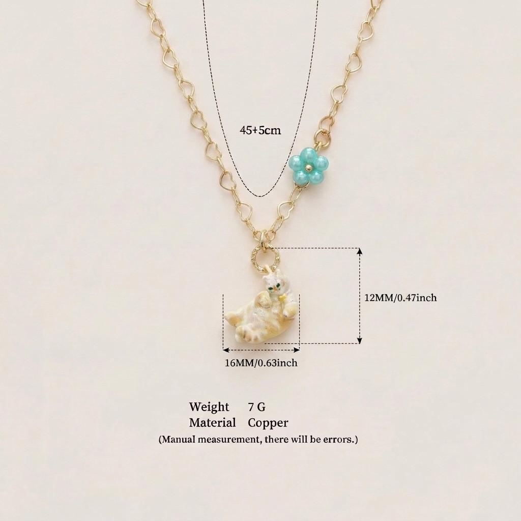 Animal Series Cat Pendant Necklace With Oil Drip Finish For Women Fashion Jewelry