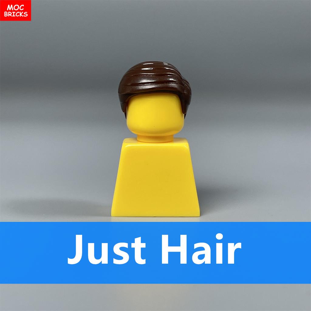 Non-Toxic 10Pcs Moc Bricks Male Hairs Side-Part 1011 4Cm Figure Body Wear Brown Black Compatible With Major Brand Building Blocks Toys