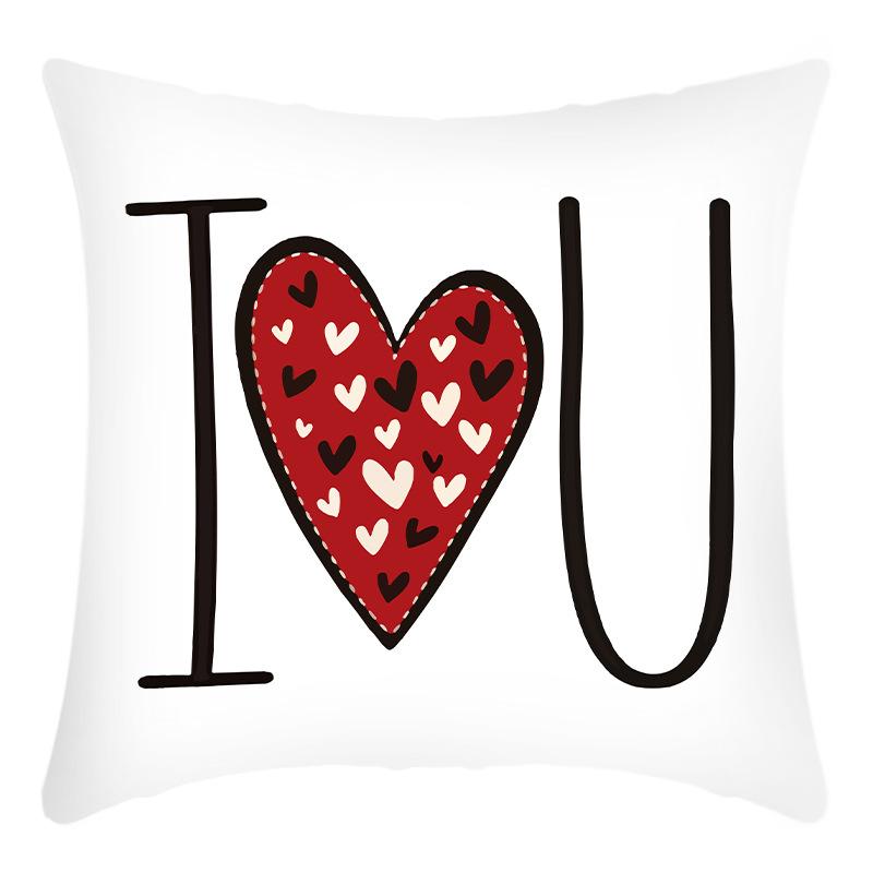 Neue Valentinstag Leinen Kurzer Plüsch Kissenbezug Kissen Auto Sofa Kissen Kissenbezug