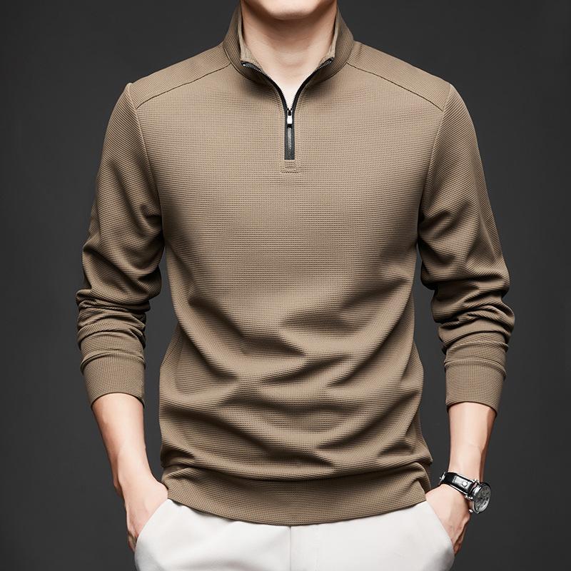 Men S Loose Casual Stand Collar Long Sleeve Polo Sweatshirt