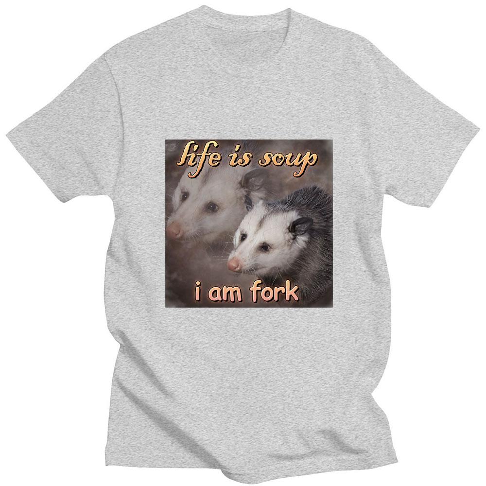 Śmieszne życie to zupa Jestem widelcem T-shirt z nadrukiem O-neck Mężczyźni Kobiety Krótki rękaw Bawełniana letnia koszulka Streetwear Wysokiej jakości koszulka