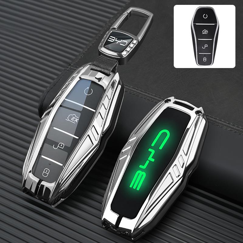 Car Zinc Alloy Leather Key Case Cover For BYD Atto 3 Han EV Dolphin Lied Tang Dm Qin PLUS Song Pro MAX Yuan Keychain Accessories