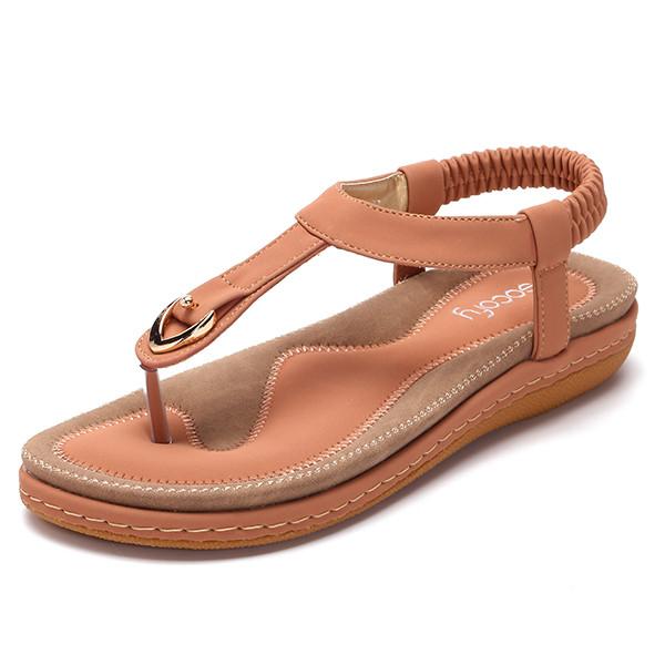 Stilvolle Socofy Damen Elastische Zehensteg-Flachsandalen für den Strand mit Hochwertigem Silikon