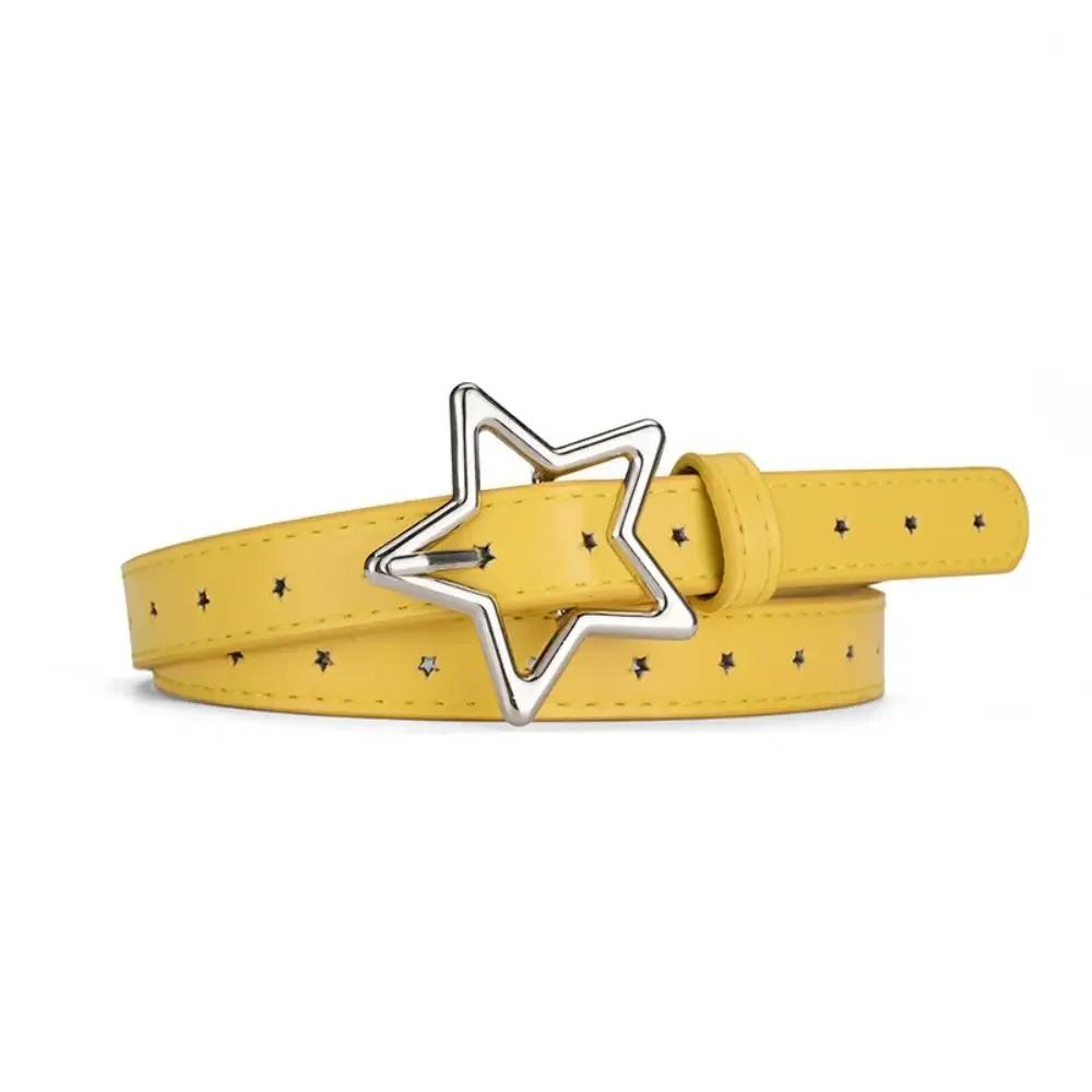 PU Leather Five-point Star Waistband Ins Adjustable Heart Star Belt Waist Belt Thin Women Waist Belt Men