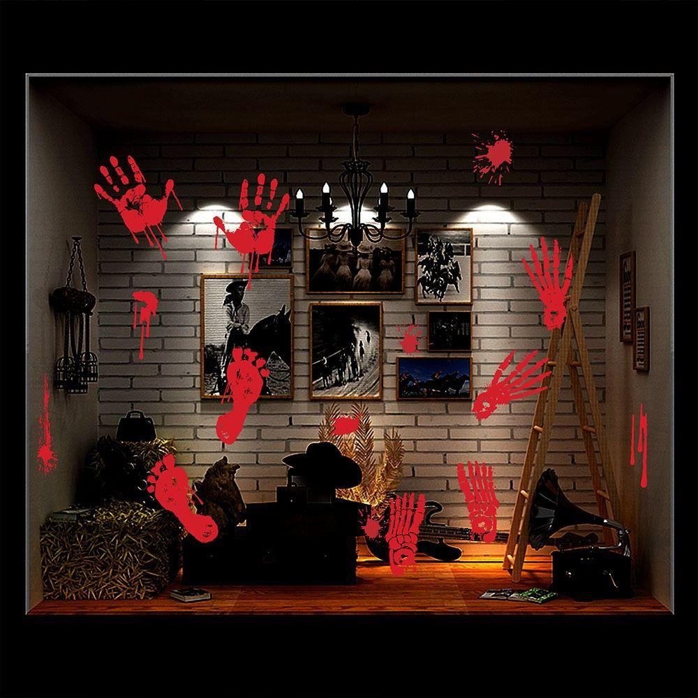 Funny Halloween Bloody Handprint Stickers Happy Halloween Decoration Halloween Decor Gifts
