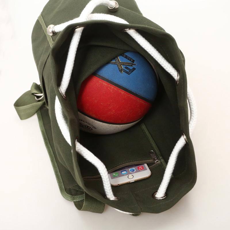 New Canvas Drawstring Backpack Large Capacity Water Bucket Basket Bag, Sports and Fitness Bag Cycling Backpack