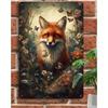 Vintage Fox Floral Metal Wall Art Rustic Farmhouse Decor