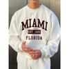 Men's Fashion Simple Crewneck Sweatshirt With Miami Florida Print, Suitable For Teams Clubs, Great For Outings, Travel, Vacations