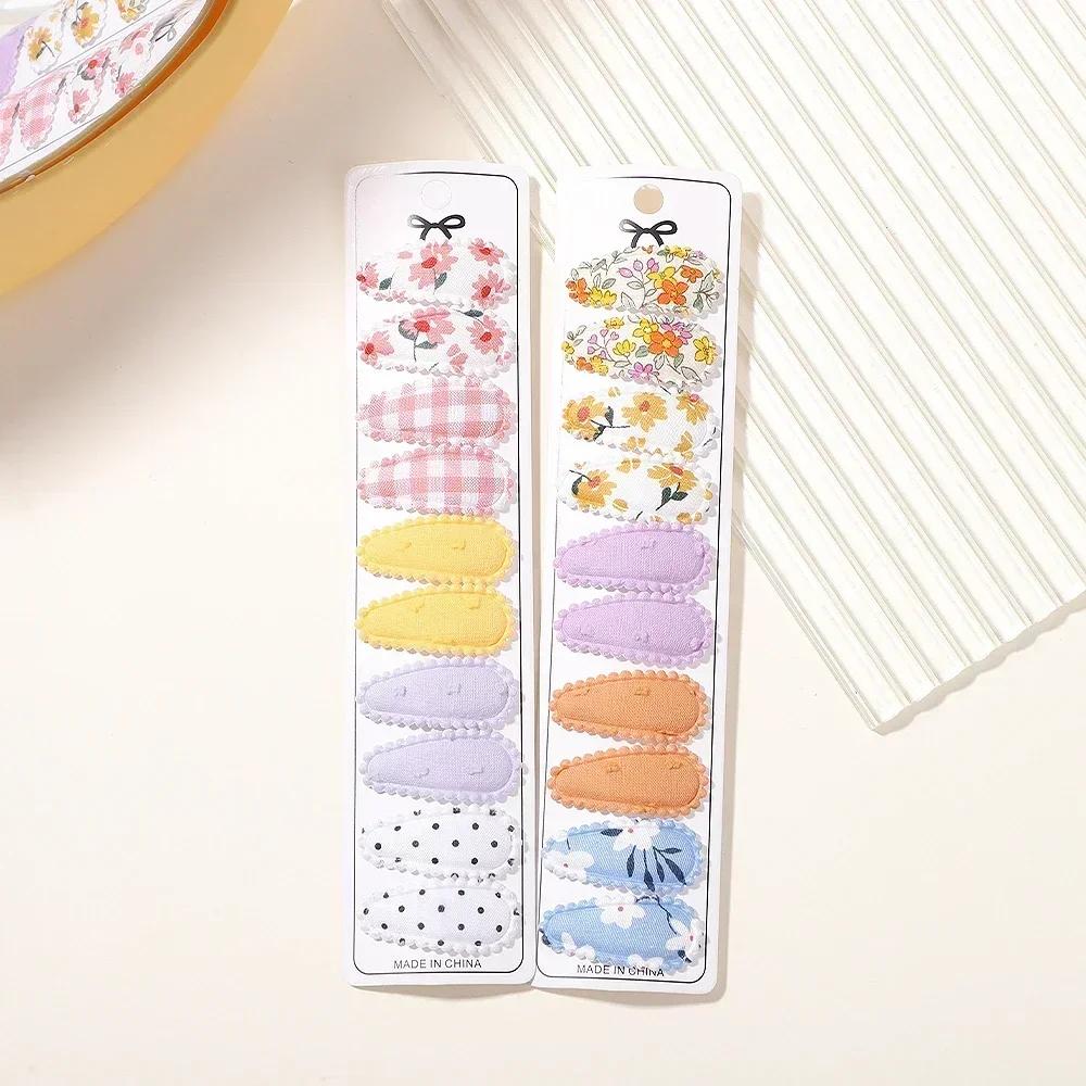 10/20 Pezzi Cotone Stampa Fermaglio per Capelli Forcina per Ragazza Tessuto Plaid Mini Mollette BB Copricapo Accessori per Capelli da Bambina Regalo di Capodanno