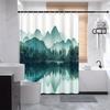 Serene Nature Shower Curtain - Misty Mountain & Lake, 70.8x70.8In, Machine Washable, Polyester, 12 Hooks, Fashionable Bath Decor