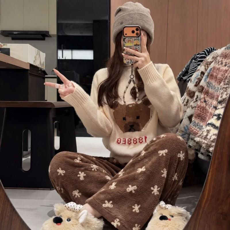 Thick Fleece Lined Lounge Pants Women Winter Warm Casual Wearable Sleepwear Plus Size