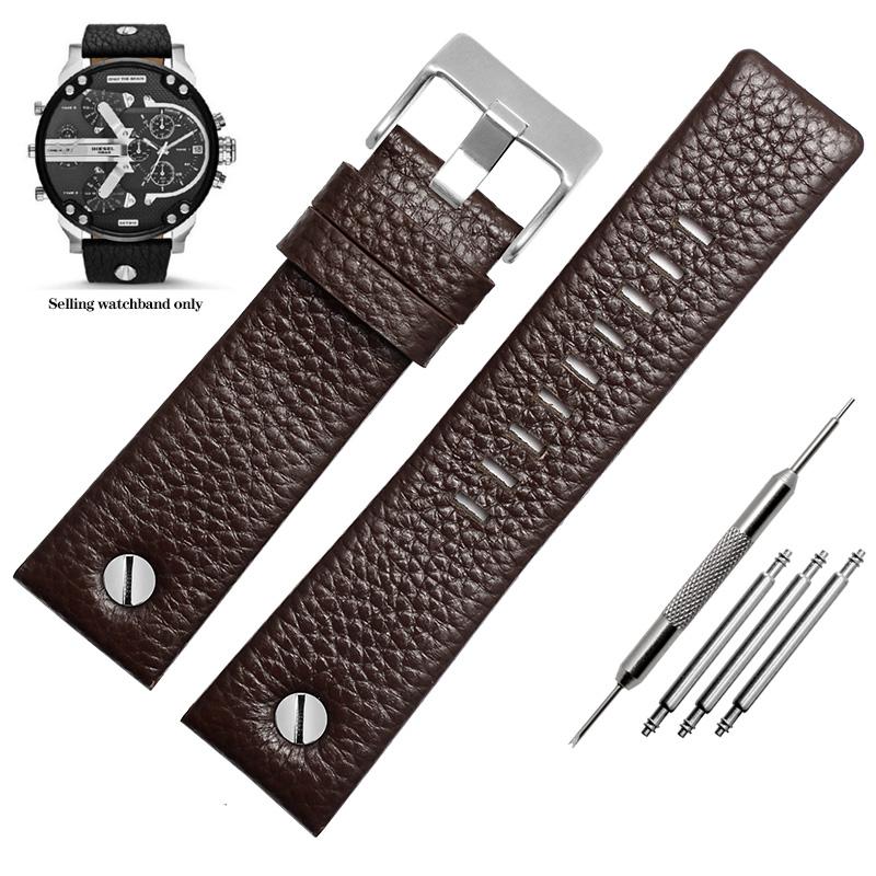 

24 26 27 28mm Soft Watchbands for Die-sel DZ7313 7322 7257 7313 DZ7333 4318 Women s Men s Watch Straps with Black Sliver Buckle 30mm
