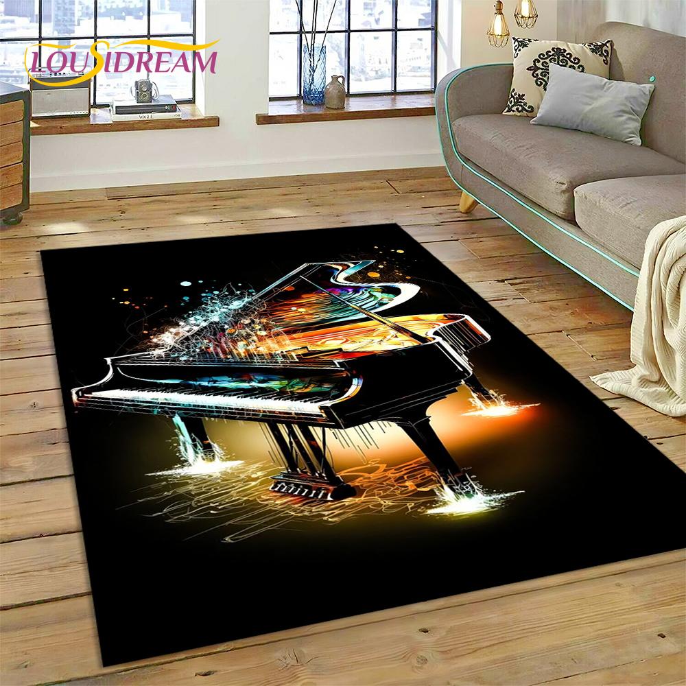 Dywan 3D z kreskówkowym instrumentem muzycznym w kształcie klawiszy pianina do domu, salonu, sypialni, pod sofę, wycieraczka, dekoracja, dywanik dla dzieci, mata podłogowa antypoślizgowa