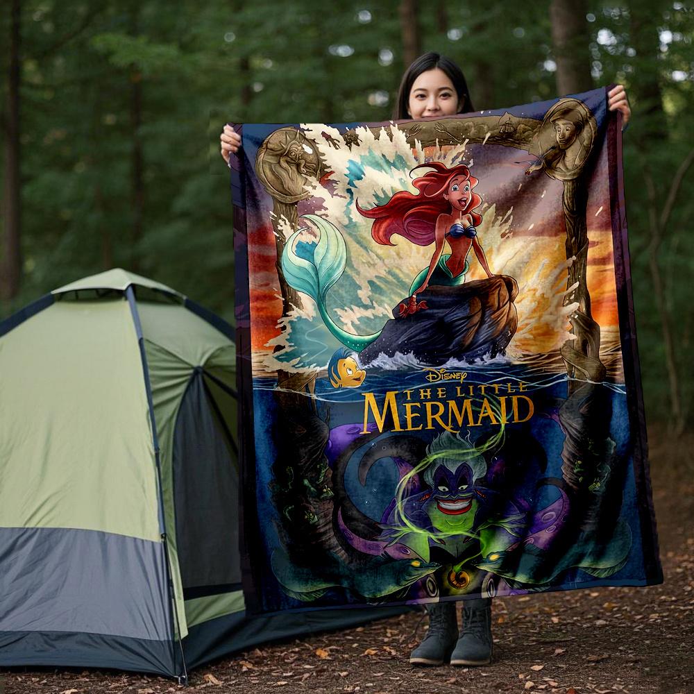 1 шт., Плед с Ариэль и Урсулой из «Русалочки», Мягкий плед для улицы, Идея для подарка, Для всех сезонов, Уютное покрывало для кровати, Гостиная 80x120cm