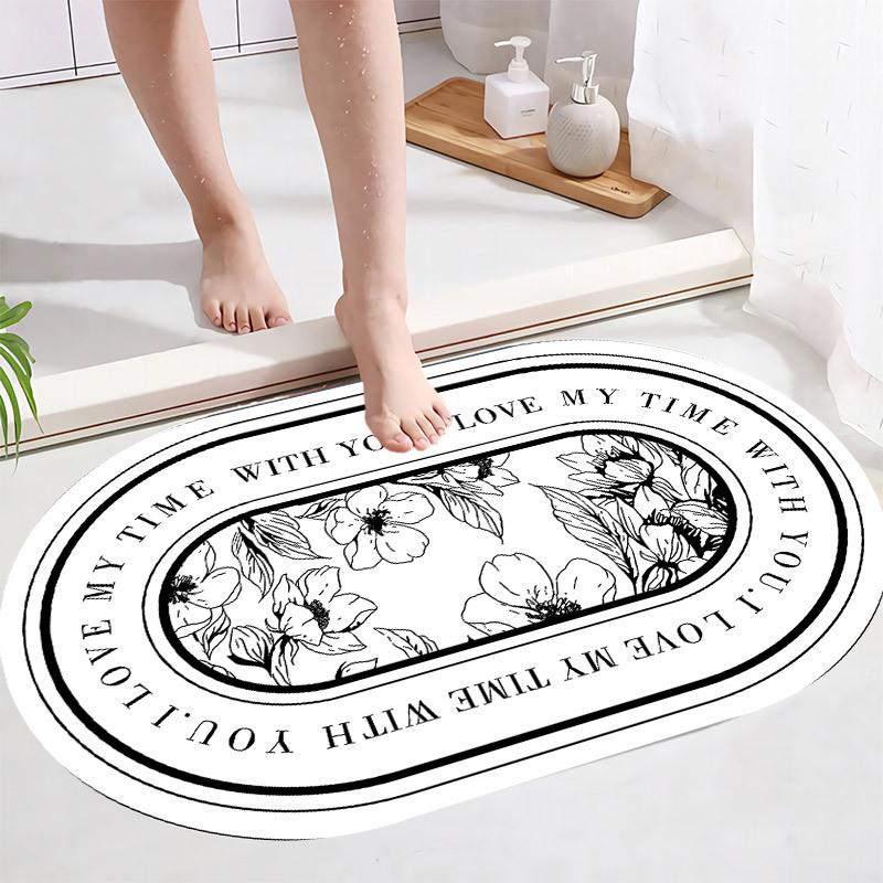 Oval Shaped Floor Mat Kitchen Carpet Bathroom Entrance Bathroom Dirt Resistant Mat Floor Mat